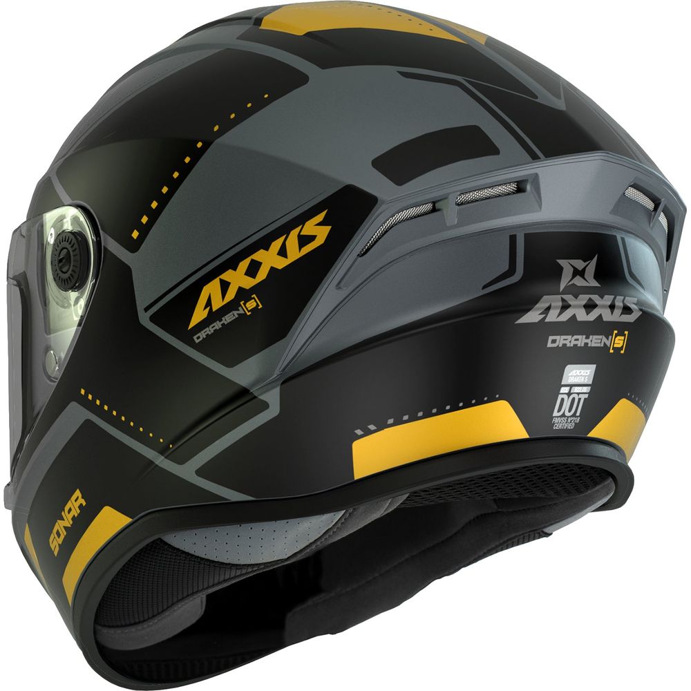 Axxis Draken S Sonar C3 Full Face Helmet Matt Yellow