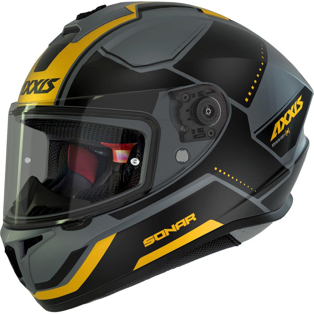 Axxis Draken S Sonar C3 Full Face Helmet Matt Yellow