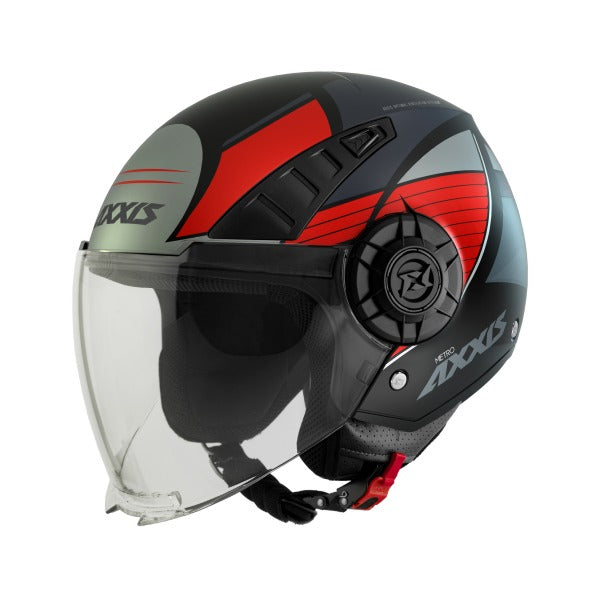 Axxis Metro Bird B2 Open Face Helmet Gloss Grey / Red