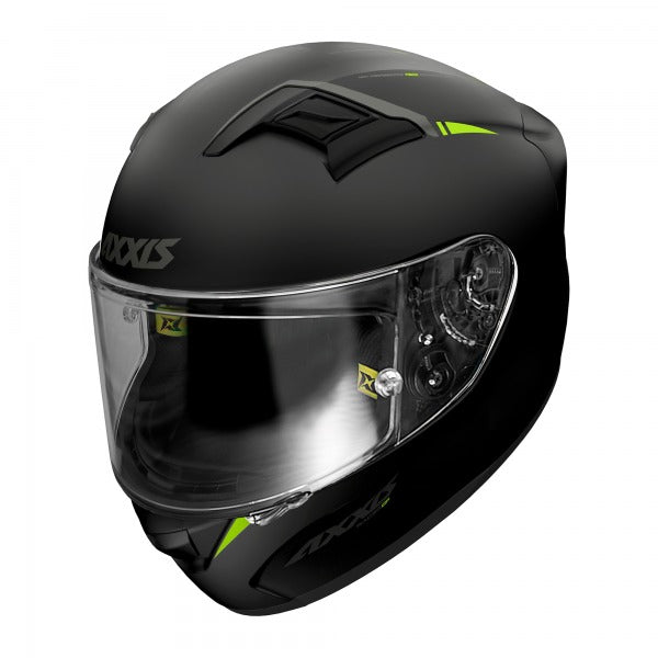 Axxis Racer GP Solid B3 Fibre SV Full Face Helmet Matt Black / Fluo Yellow Including Free Dark Visor & Pinlock