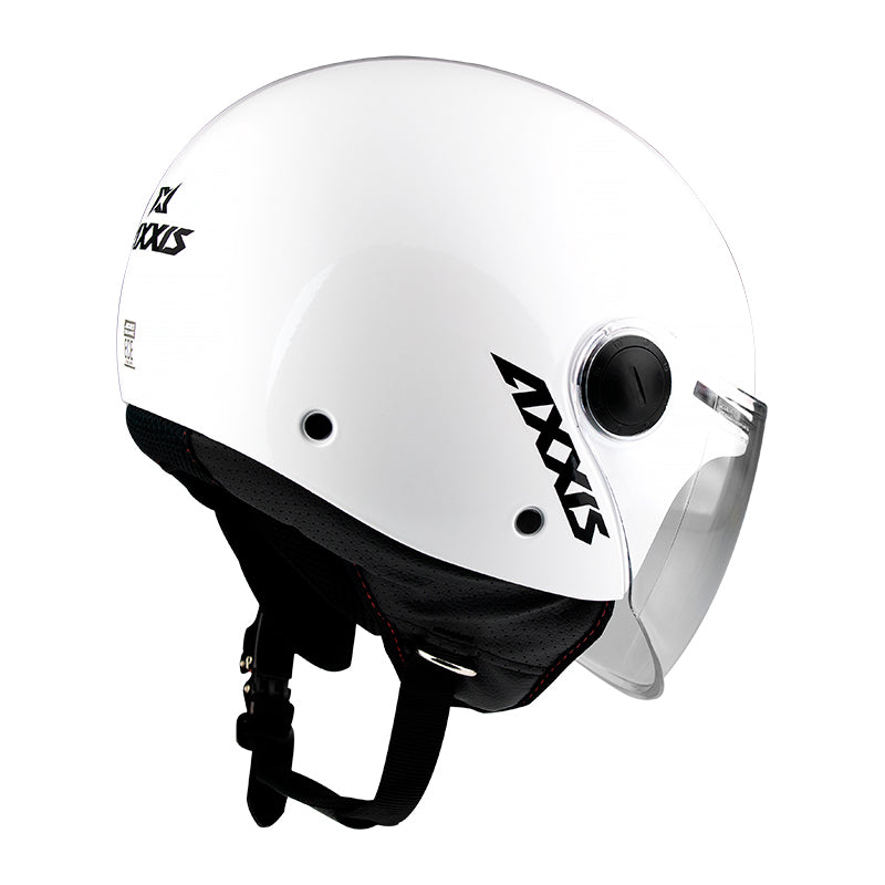 Axxis Square Solid A0 Open Face Helmet Gloss Pearl White - FREE UK Shipping, FREE 365 Day Returns | Moto Central