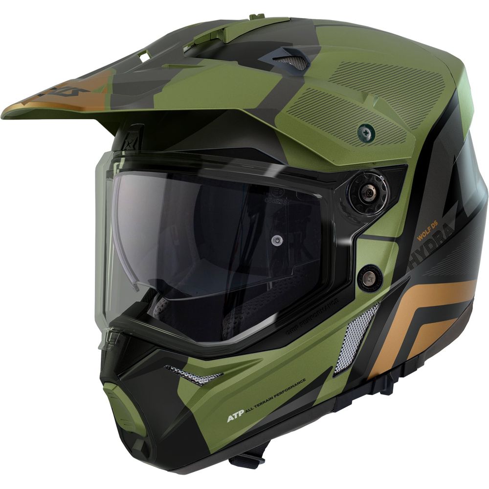 Axxis Wolf DS Hydra B6 Adventure Helmet Matt Green