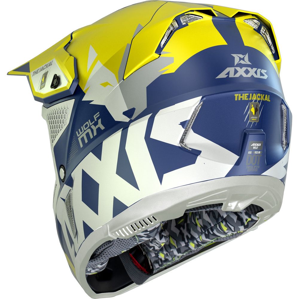 Axxis Wolf Jackal A3 Motocross Helmet Matt Yellow  - FREE UK Delivery - Moto Central