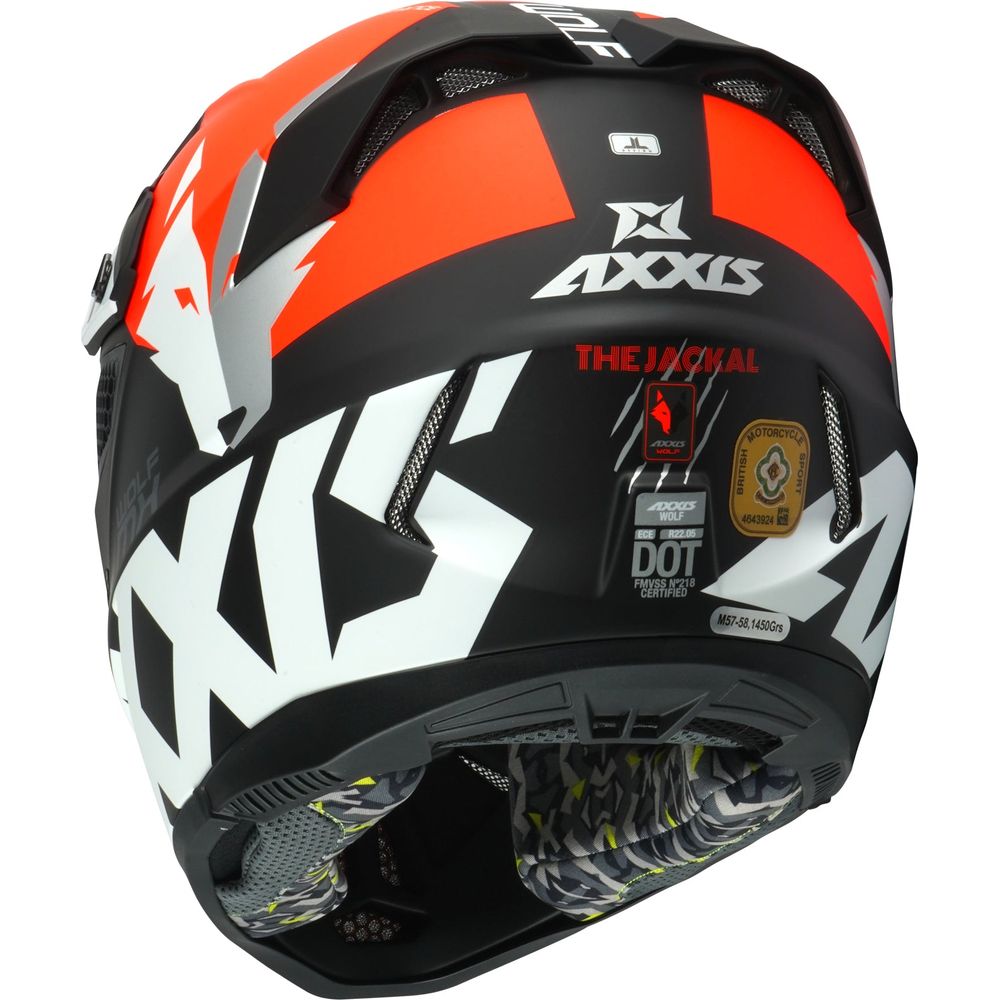 Axxis Wolf Jackal B14 Motocross Helmet Matt Black / Fluo Orange  - FREE UK Delivery - Moto Central