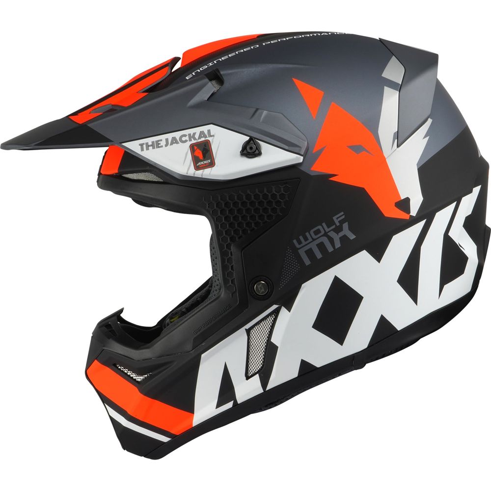 Axxis Wolf Jackal B4 Motocross Helmet Matt Grey / Fluo Orange  - FREE UK Delivery - Moto Central