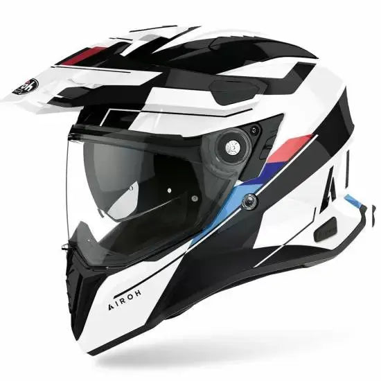 Airoh Commander Adventure Helmet Gloss Skill White - FREE UK Shipping, FREE 365 Day Returns | Moto Central