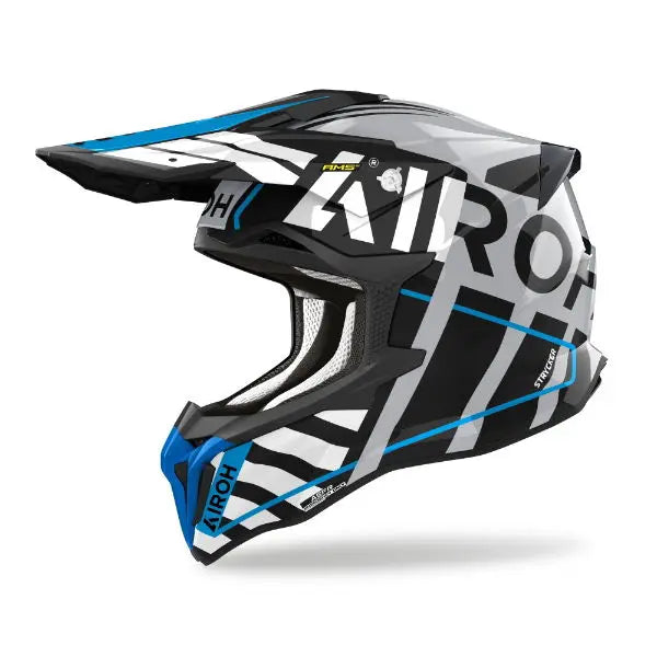 Airoh Strycker Brave Gloss Blue / Grey - FREE UK Shipping, FREE 365 Day Returns | Moto Central