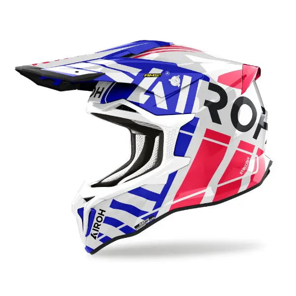 Airoh Strycker Brave Gloss Blue / Red - FREE UK Shipping, FREE 365 Day Returns | Moto Central