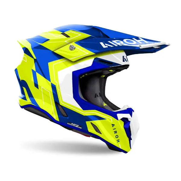 Airoh Twist 3 Dizzy Gloss Blue / Yellow - FREE UK Shipping, FREE 365 Day Returns | Moto Central