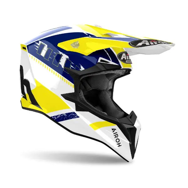 Airoh Wraaap Feel Gloss Yellow / Blue - FREE UK Shipping, FREE 365 Day Returns | Moto Central