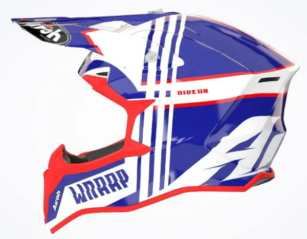 Airoh Wraap Youth Broken Gloss Blue / Red - FREE UK Shipping, FREE 365 Day Returns | Moto Central