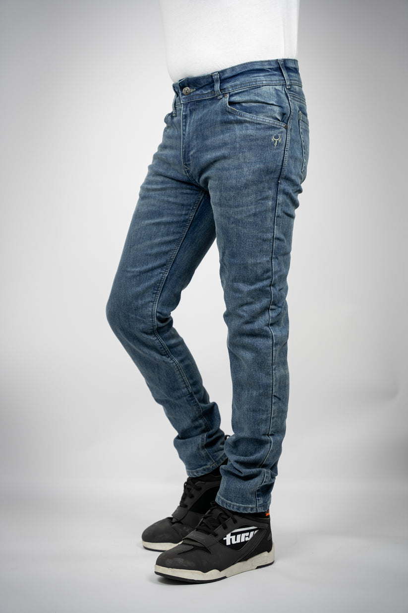 Bull-it Ajax Slim Fit Denim Jeans Steel Blue - FREE UK Shipping, FREE 365 Day Returns | Moto Central