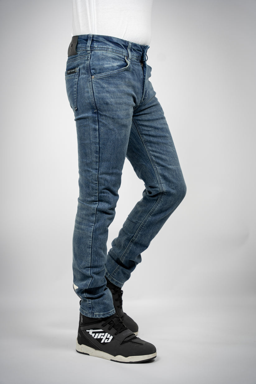 Bull-it Ajax Slim Fit Denim Jeans Steel Blue - FREE UK Shipping, FREE 365 Day Returns | Moto Central