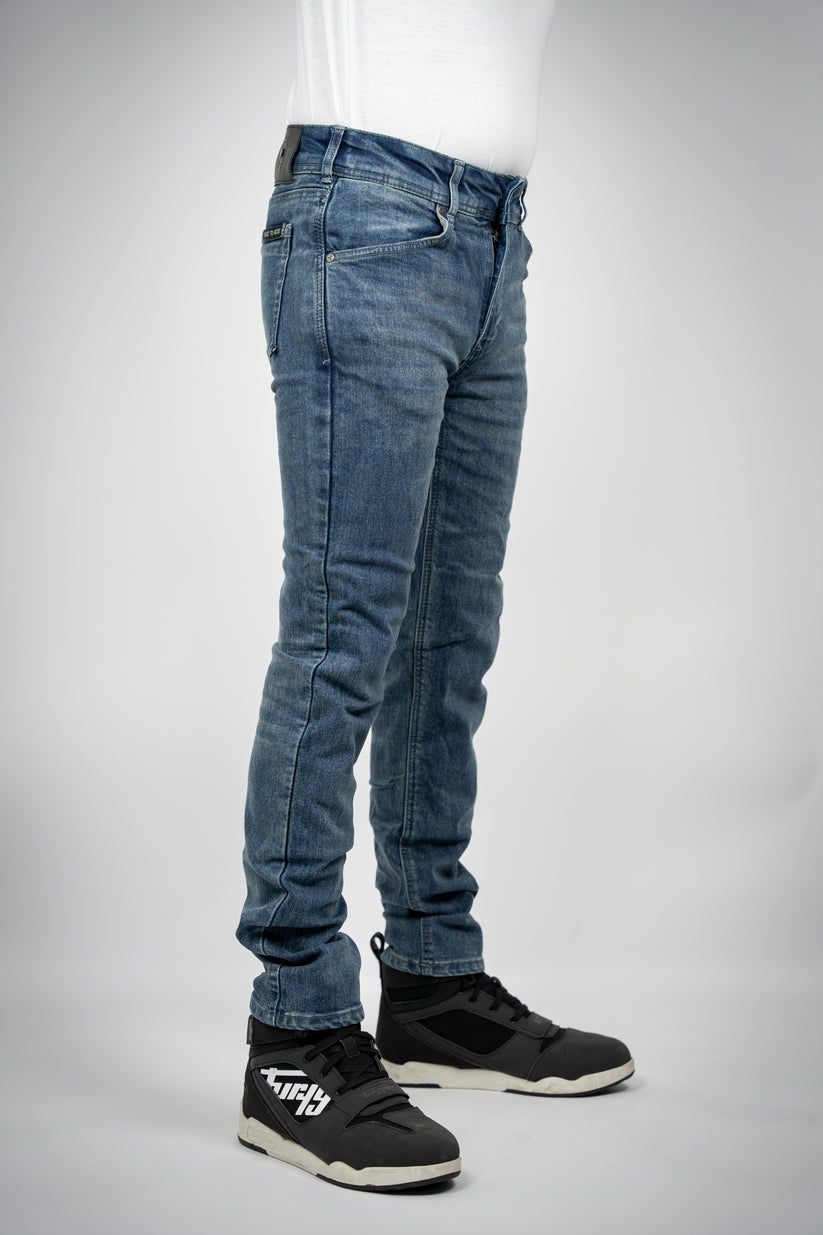 Bull-it Ajax Slim Fit Denim Jeans Steel Blue - FREE UK Shipping, FREE 365 Day Returns | Moto Central