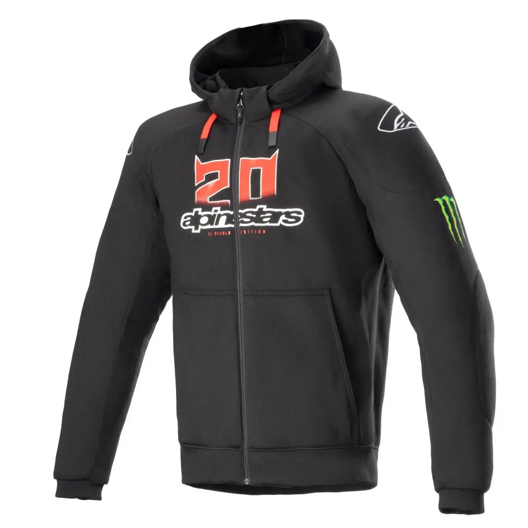 Alpinestars FQ20 Chrome Ignition Monster Hoodie Black / White / Bright Red - FREE UK Shipping, FREE 365 Day Returns | Moto Central