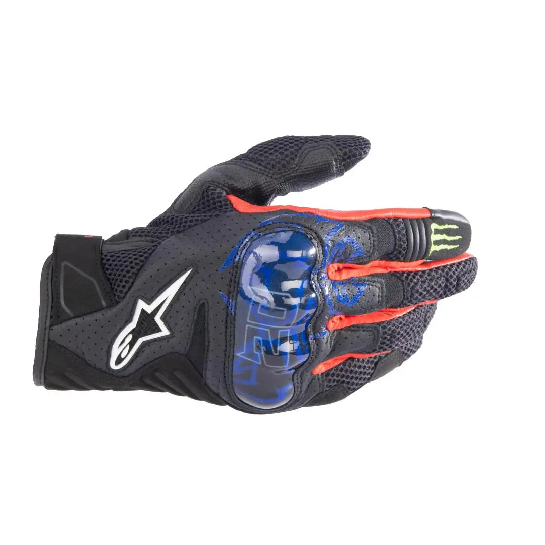 Alpinestars FQ20 SMX-1 Air V2 Monster Gloves Black / Blue / Bright Red / Green - FREE UK Shipping, FREE 365 Day Returns | Moto Central