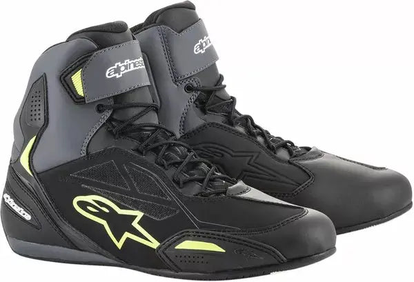 Alpinestars Faster-3 Drystar Riding Shoes Black / Grey / Yellow - FREE UK Shipping, FREE 365 Day Returns | Moto Central