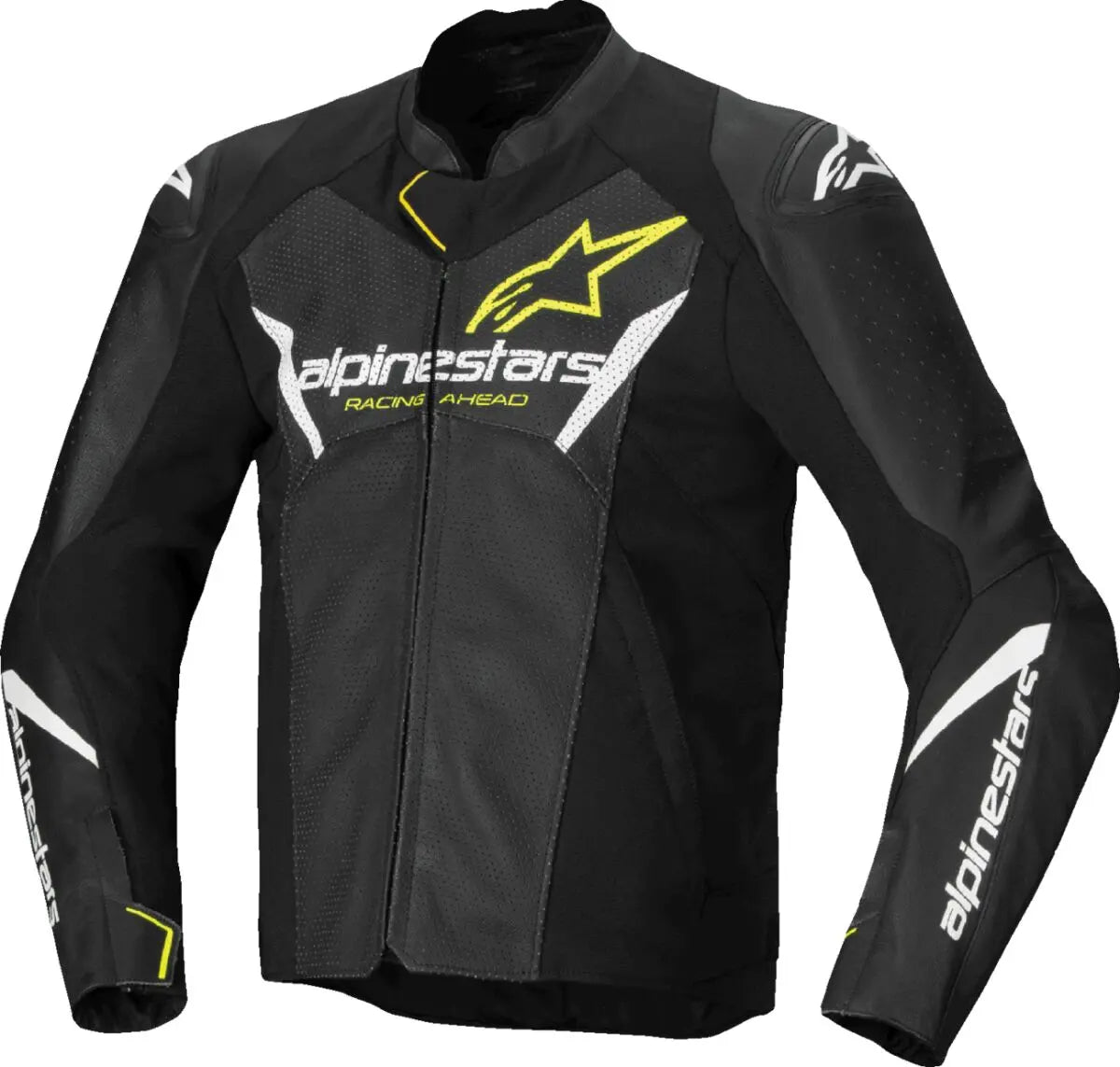 Alpinestars Faster V3 Airflow Leather Jacket Black / Fluo Yellow / White - FREE UK Shipping, FREE 365 Day Returns | Moto Central