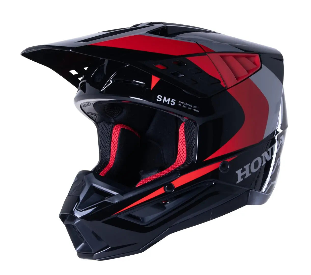 Alpinestars Honda S-M5 ECE 22.06 MX Helmet Gloss Black / Red - FREE UK Shipping, FREE 365 Day Returns | Moto Central