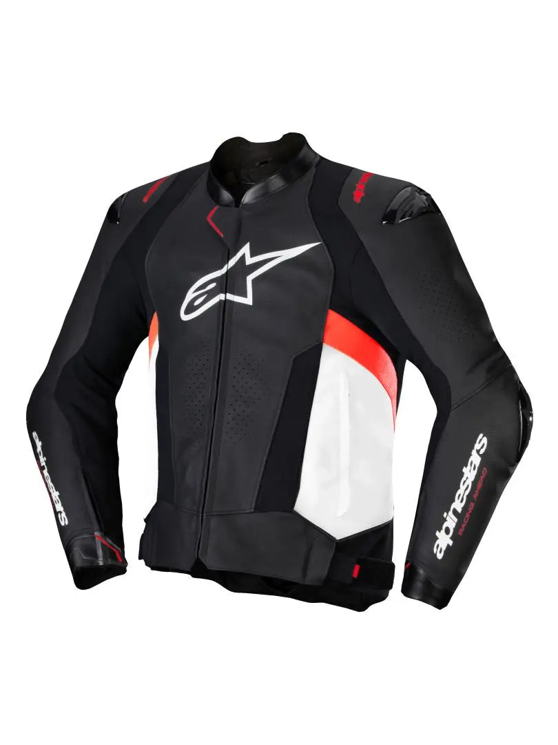 Alpinestars Missile V3 Leather Jacket Black / White / Fluo Red - FREE UK Shipping, FREE 365 Day Returns | Moto Central