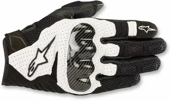 Alpinestars SMX-1 Air Carbon V2 Gloves Black / White - FREE UK Shipping, FREE 365 Day Returns | Moto Central