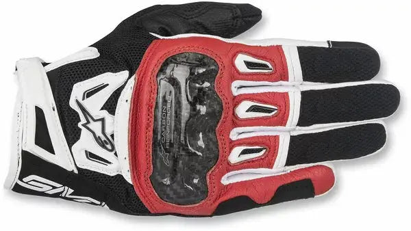 Alpinestars SMX-2 Air Carbon V2 Leather Gloves Black / Red / White - FREE UK Shipping, FREE 365 Day Returns | Moto Central