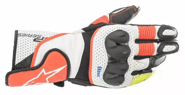 Alpinestars SP-2 V3 Leather Gloves Black / Fluo Red / White - FREE UK Shipping, FREE 365 Day Returns | Moto Central