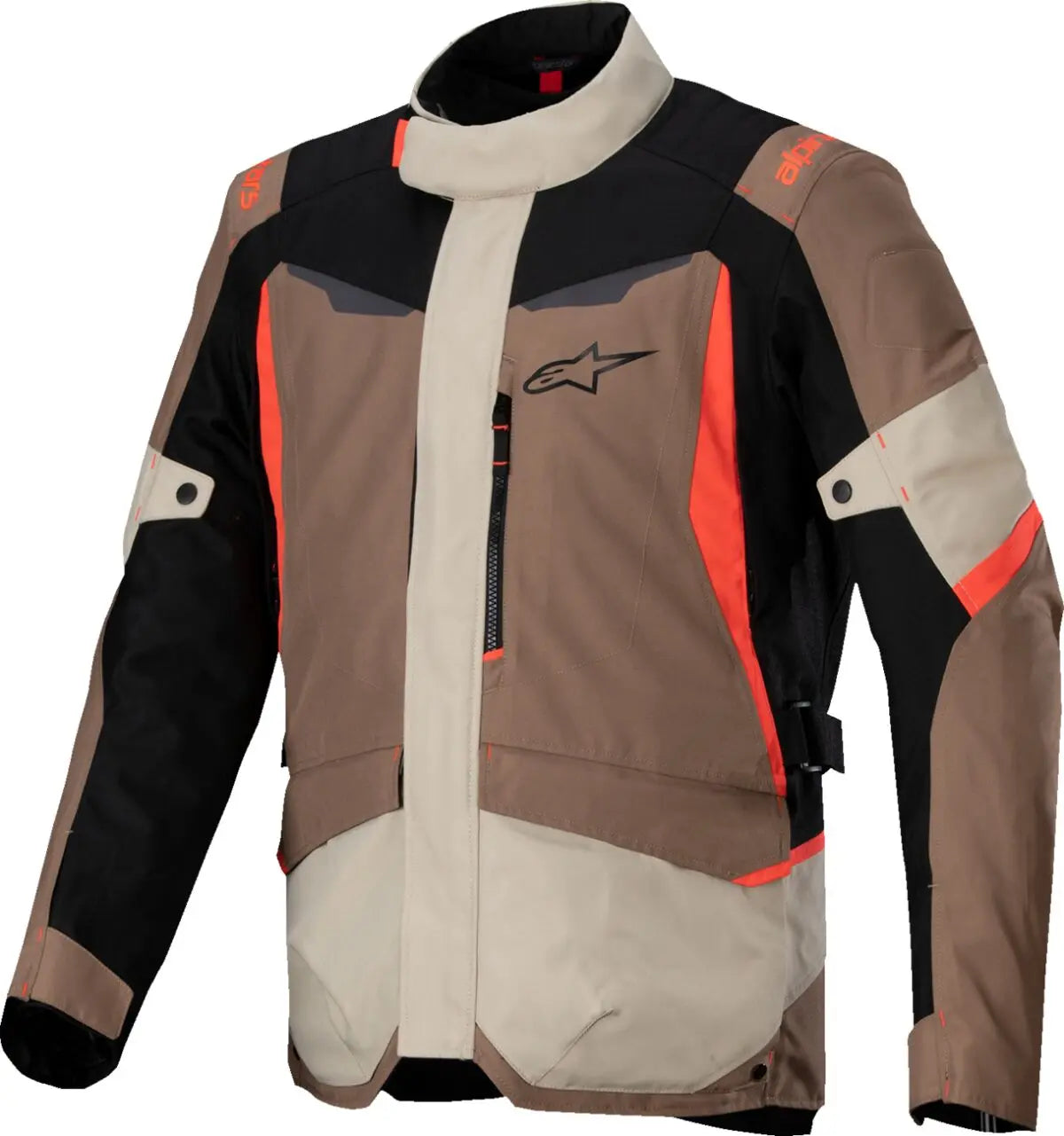 Alpinestars ST-1 Waterproof Textile Jacket Black / Dark Khaki / Fluo Red / Sand - FREE UK Shipping, FREE 365 Day Returns | Moto Central