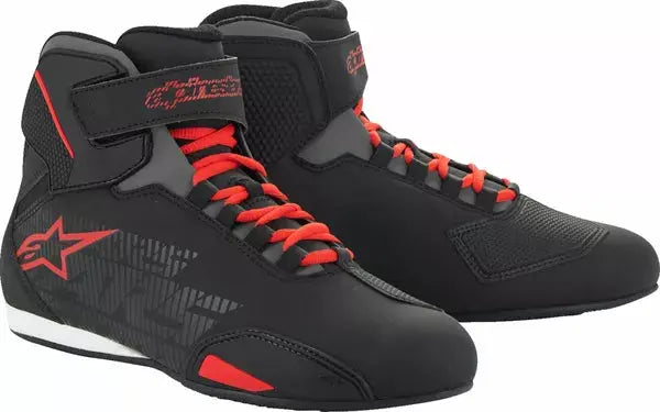 Alpinestars Sektor Shoes Black / Dark Grey / Red - FREE UK Shipping, FREE 365 Day Returns | Moto Central