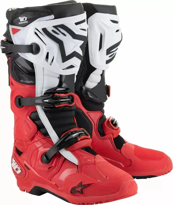 Alpinestars Tech 10 Enduro Boots Black / Bright Red / White - FREE UK Shipping, FREE 365 Day Returns | Moto Central