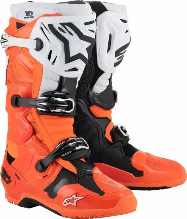 Alpinestars Tech 10 Enduro Boots Black / Fluo Orange / White - FREE UK Shipping, FREE 365 Day Returns | Moto Central