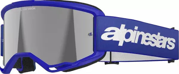 Alpinestars Vision 3 Wordmark Goggles Blue / Mirror Silver - FREE UK Shipping, FREE 365 Day Returns | Moto Central