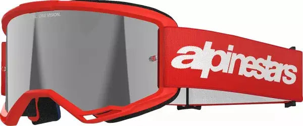 Alpinestars Vision 3 Wordmark Goggles Red / Mirror Silver - FREE UK Shipping, FREE 365 Day Returns | Moto Central