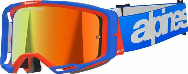 Alpinestars Vision 8 Wordmark Goggles Blue / Orange / Mirror Red - FREE UK Shipping, FREE 365 Day Returns | Moto Central