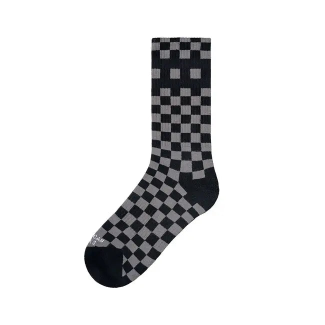 American Socks Mid High Checkerboard Grey Socks  - FREE UK Shipping, FREE 365 Day Returns | Moto Central