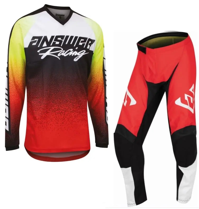 Answer Racing Syncron Prism Kids Motocross Pant & Jersey Kit Red / Hyper Acid FREE UK Delivery, FREE 365 Day Returns | Moto Central