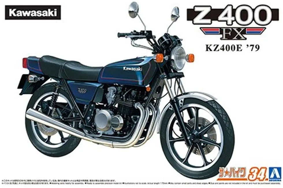 Aoshima Kawasaki KZ400E Z400FX Motorcycle 1979 - 1:12 Model - FREE UK Shipping, FREE 365 Day Returns | Moto Central