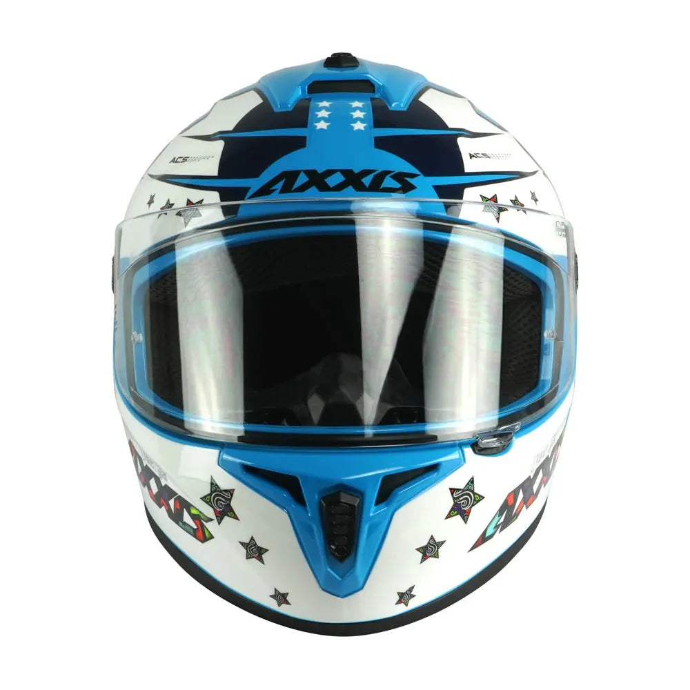 Axxis Draken S Star C17 Full Face Helmet Gloss Fluo Blue  - FREE UK Delivery - Moto Central