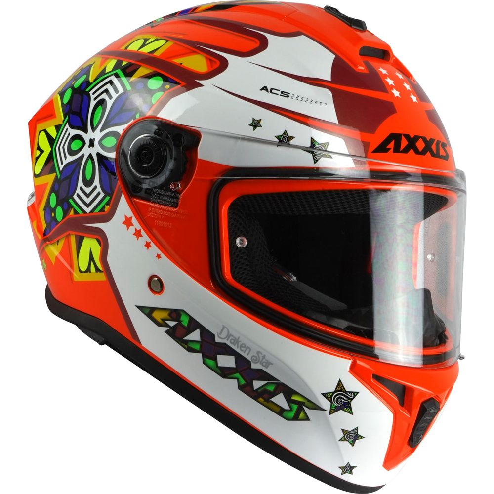 Axxis Draken S Star C5 Full Face Helmet Gloss Fluo Red