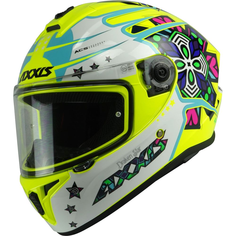 Axxis Draken S Star C3 Full Face Helmet Gloss Fluo Yellow