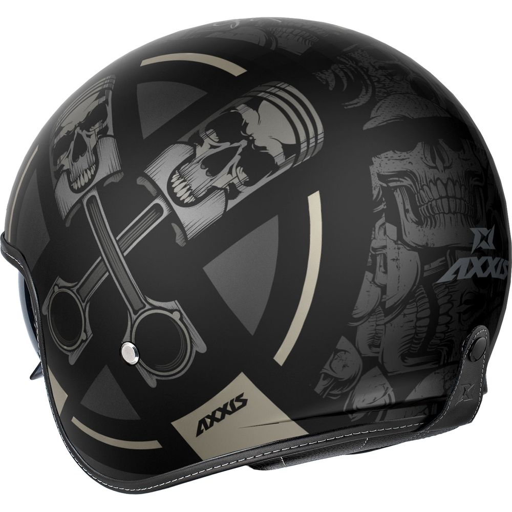 Axxis Hornet S SV Skull B1 Open Face Helmet Matt Black  - FREE UK Delivery - Moto Central