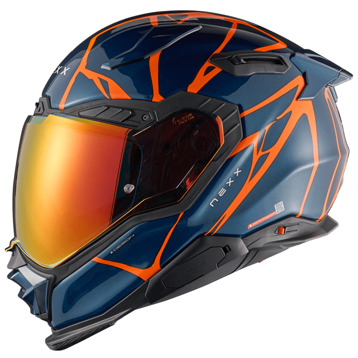 Nexx X.WST3 B-Side Full Face Helmet Matt Blue Teal / Orange - FREE UK Shipping, FREE 365 Day Returns | Moto Central