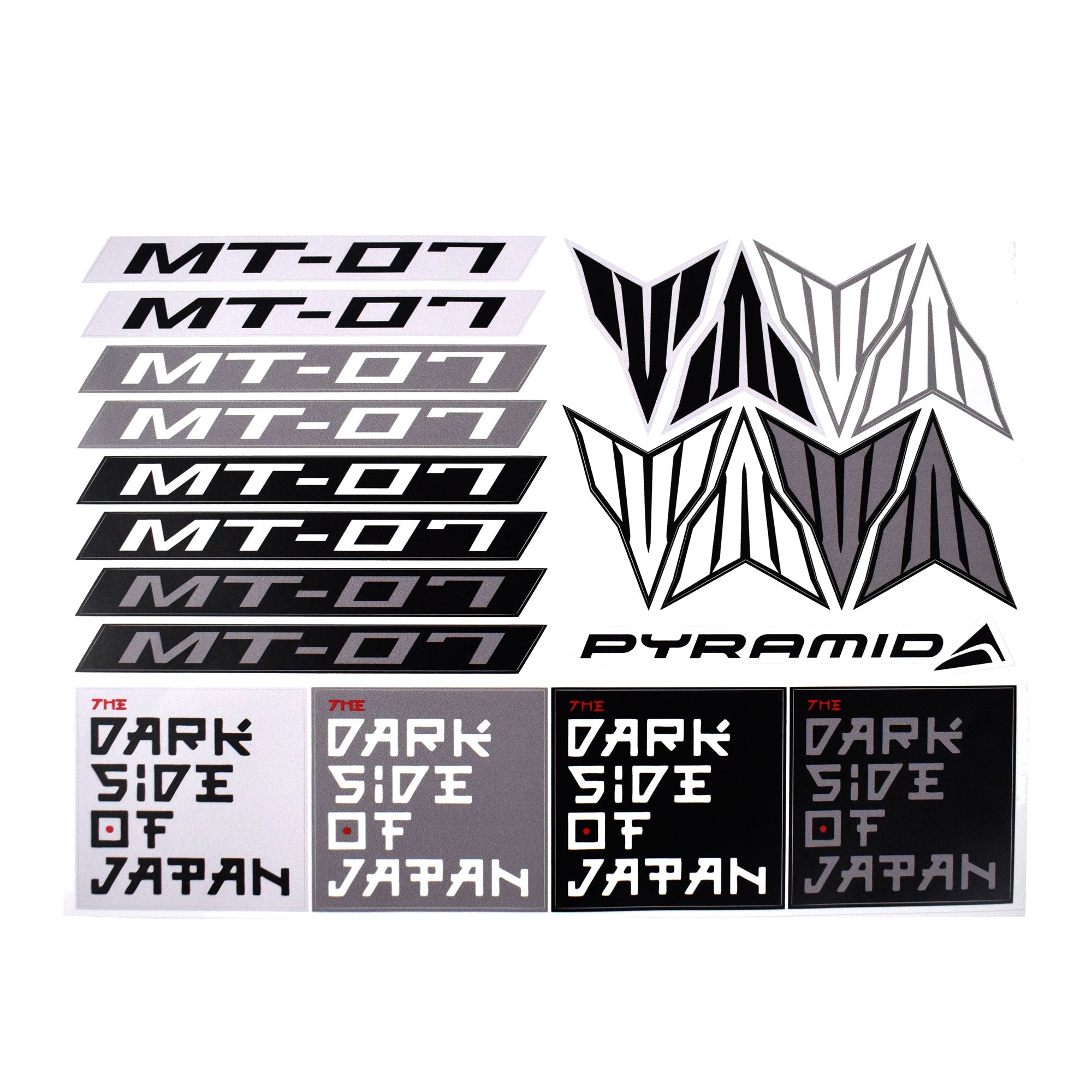 Pyramid Decals For Yamaha MT-07 Black - Set Of 21