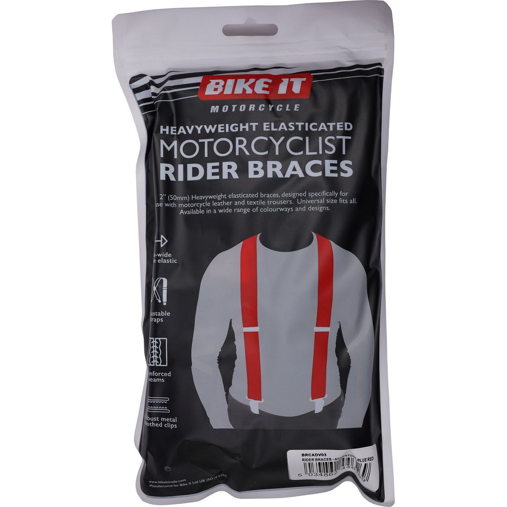 Bike It Adventure Rider Braces Blue / Red - FREE UK Shipping, FREE 365 Day Returns | Moto Central