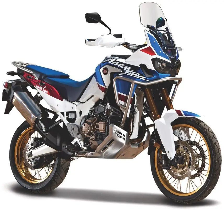 Bburago Honda Africa Twin Adventure White / Blue / Red - 1:18 Model - FREE UK Shipping, FREE 365 Day Returns | Moto Central