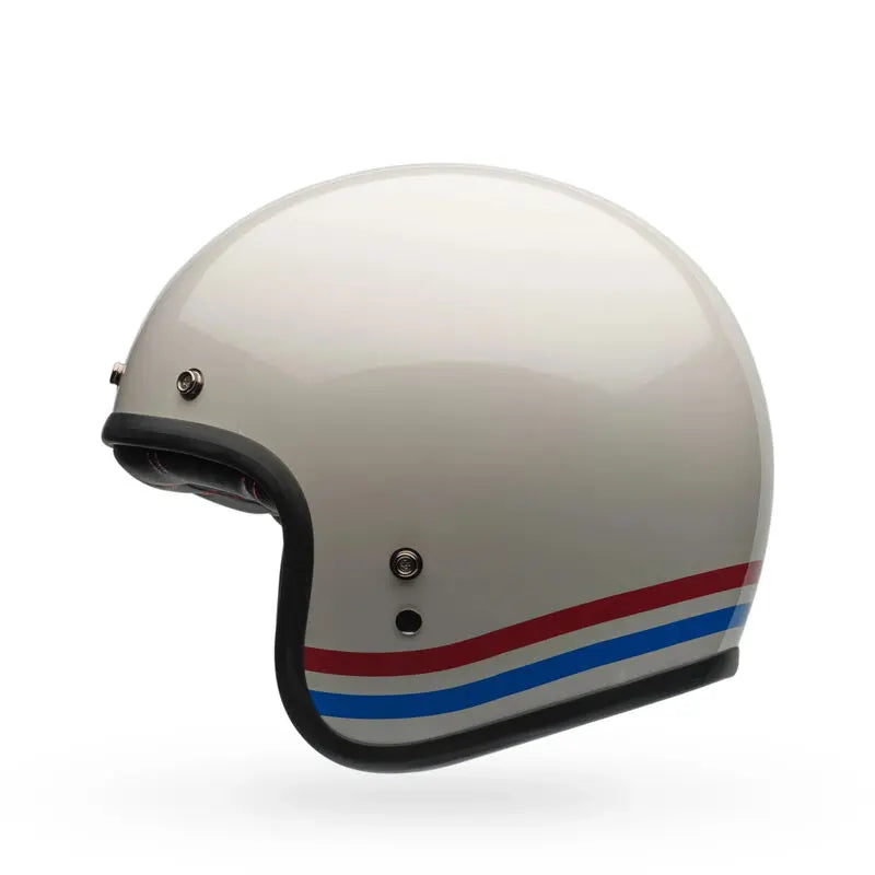 Bell Custom 500 Stripes ECE 22.06 Pearl White FREE UK Delivery, FREE 365 Day Returns | Moto Central