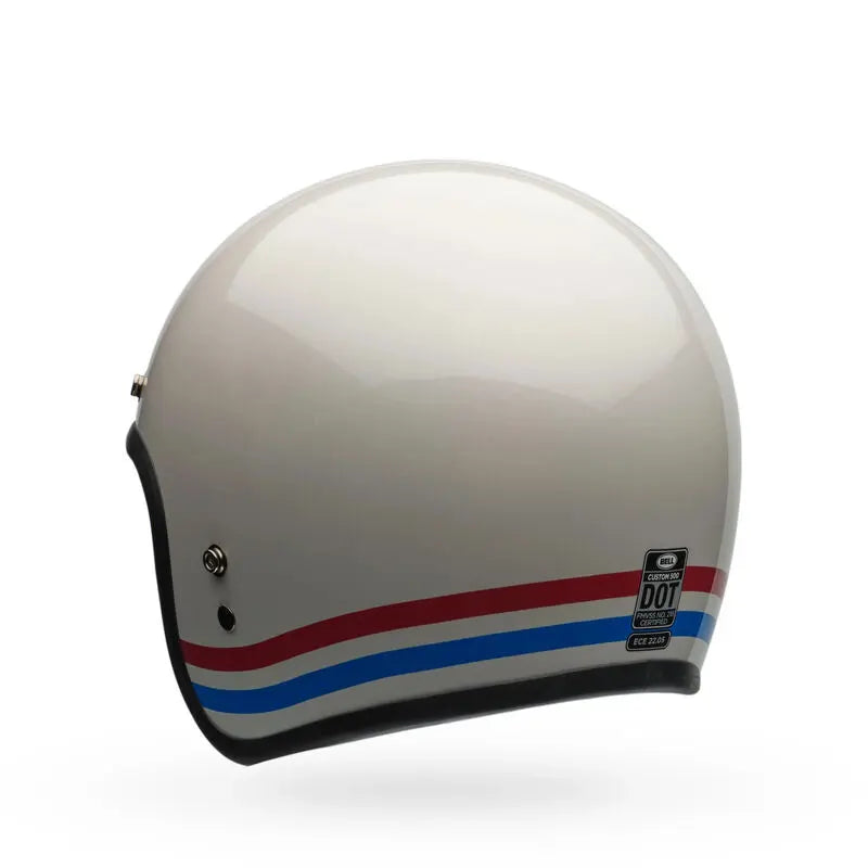 Bell Custom 500 Stripes ECE 22.06 Pearl White FREE UK Delivery, FREE 365 Day Returns | Moto Central