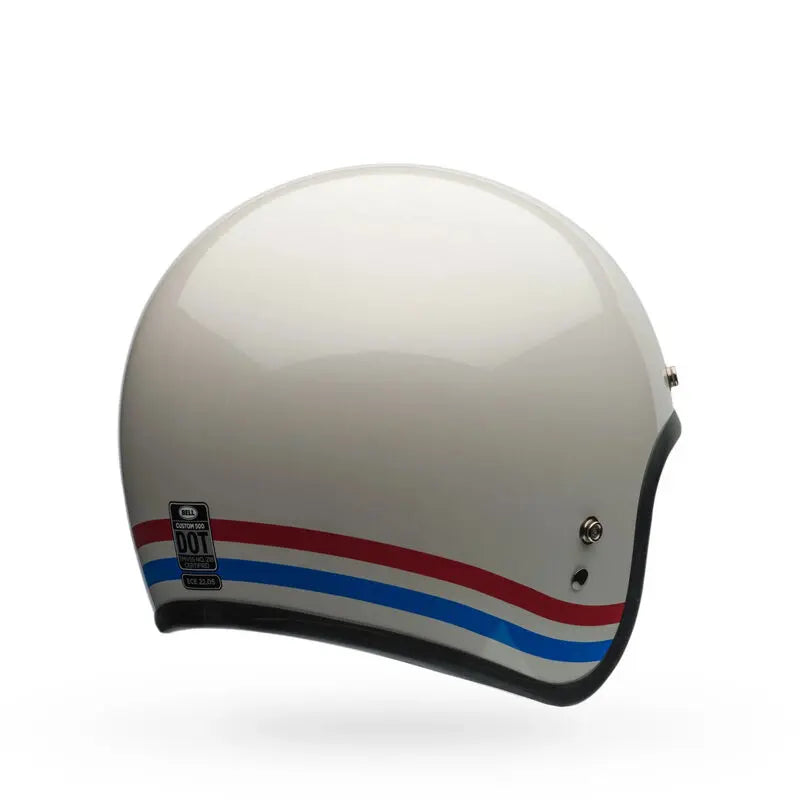 Bell Custom 500 Stripes ECE 22.06 Pearl White FREE UK Delivery, FREE 365 Day Returns | Moto Central