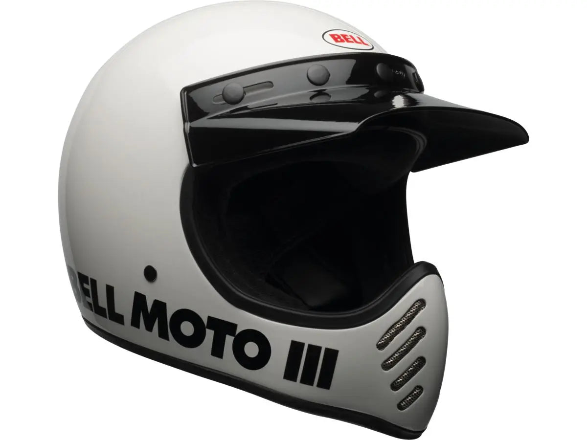 Bell Moto-3 Retro Dirt Bike Helmet White / Gloss White - FREE UK Shipping, FREE 365 Day Returns | Moto Central