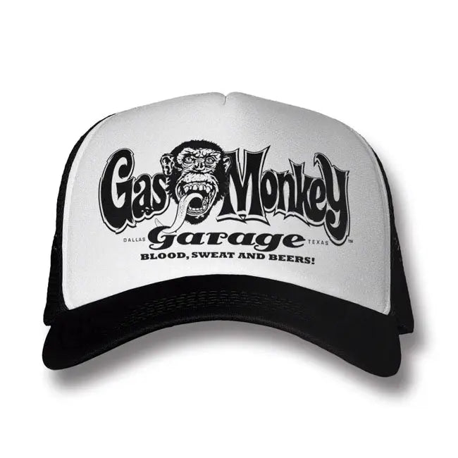 Gas Monkeys Garage Logo Trucker Cap White / Black  - FREE UK Shipping, FREE 365 Day Returns | Moto Central